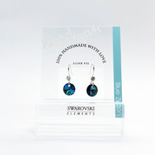 Load image into Gallery viewer, SWA COLL : ROUND BLUE ZIRCON DROP EARRINGS