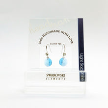 Load image into Gallery viewer, SWA COLL : ROUND LIGHT SAPPHIRE DROP EARRINGS