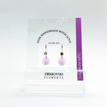 Load image into Gallery viewer, SWA COLL : ROUND LIGHT AMETHYST DROP EARRINGS