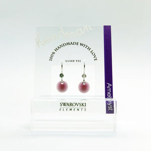 SWA COLL : ROUND AMETHYST DROP EARRINGS