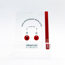 Load image into Gallery viewer, SWA COLL : ROUND GARNET DROP EARRINGS