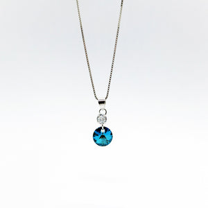 SWA COLL : ROUND BLUE ZIRCON ฺNECKLACE