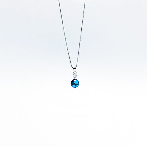 SWA COLL : ROUND BLUE ZIRCON ฺNECKLACE