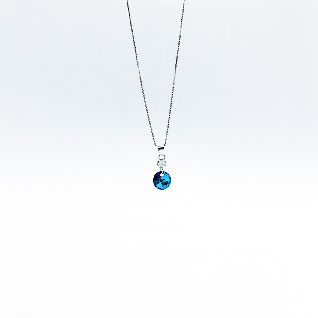 SWA COLL : ROUND BLUE ZIRCON ฺNECKLACE