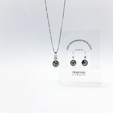 Load image into Gallery viewer, SWA COLL : ROUND ฺBLACK CRYSTAL DROP EARRINGS