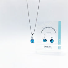 Load image into Gallery viewer, SWA COLL : ROUND BLUE ZIRCON DROP EARRINGS