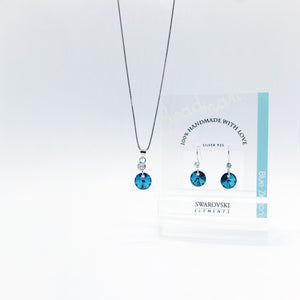 SWA COLL : ROUND BLUE ZIRCON DROP EARRINGS