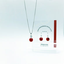 Load image into Gallery viewer, SWA COLL : ROUND GARNET DROP EARRINGS