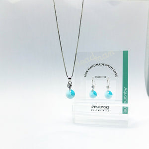 SWA COLL : ROUND AQUAMARINE DROP EARRINGS