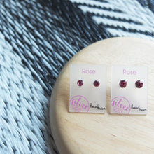 Load image into Gallery viewer, SWA COLL : ROUND ROSE SILVER STUD EARRINGS