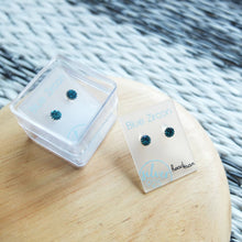 Load image into Gallery viewer, SWA COLL : ROUND BLUE ZIRCON SILVER STUD EARRINGS