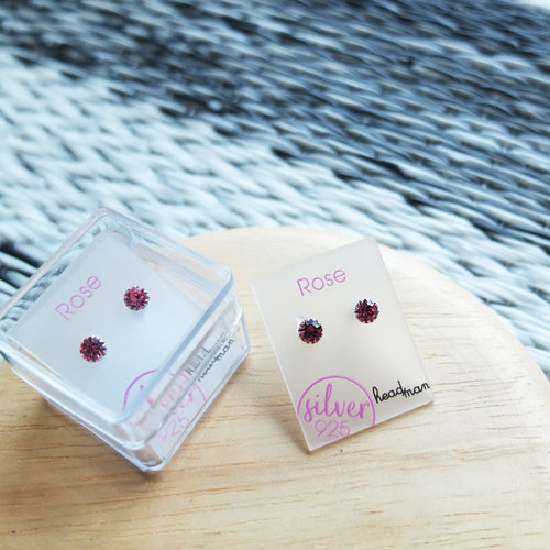 SWA COLL : ROUND ROSE SILVER STUD EARRINGS